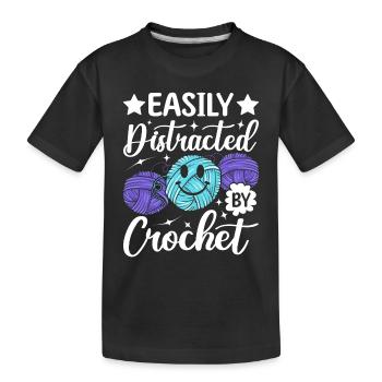 Drôle de dicton au crochet - facilement distrait par Croche - T-shirt bio Premium Enfant - noir - Devant