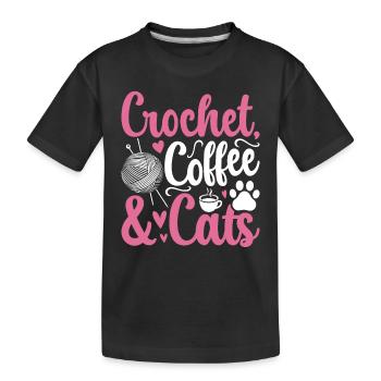 Crochet coffee & cats - Crocheter Cat Owner - Kinder Premium Bio T-Shirt - Schwarz - Vorne