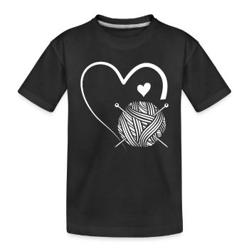 Crochet Lover Yarn ball Heart - Kinder Premium Bio T-Shirt - Schwarz - Vorne
