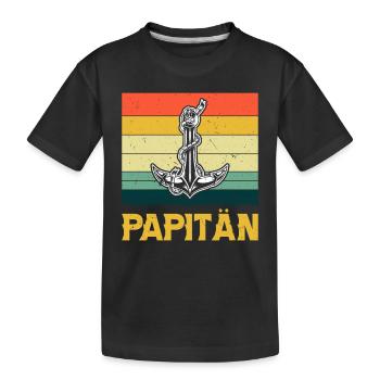 Vatertag Lustig Papa Papitän - Kinder Premium Bio T-Shirt - Schwarz - Vorne