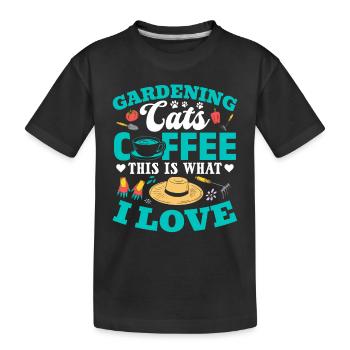 Jardinage Chats Café C’est ce que j’aime - Landsc - T-shirt bio Premium Enfant - noir - Devant