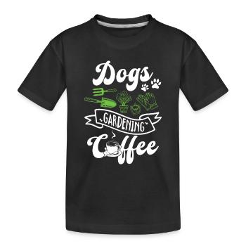 Café de jardinage pour chiens - Jardinier amateur et amoureux des chats - T-shirt bio Premium Enfant - noir - Devant