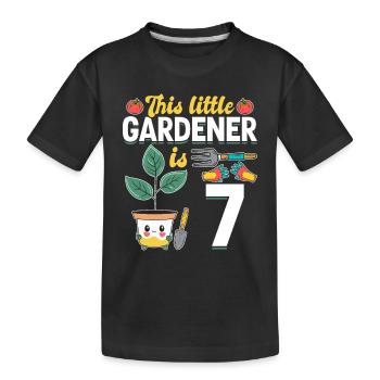 This little Gardener is 7 Years - Kids Gardener - Kinder Premium Bio T-Shirt - Schwarz - Vorne