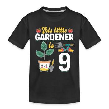 This little Gardener is 9 Years - Kids Gardener - Kinder Premium Bio T-Shirt - Schwarz - Vorne