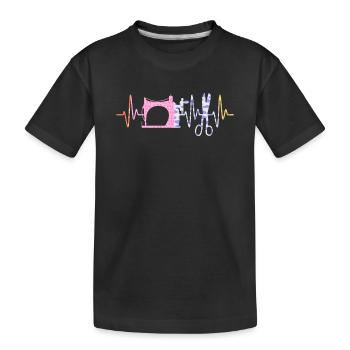 Sewing Heartbeat Heart Sewing Machine - Kinder Premium Bio T-Shirt - Schwarz - Vorne