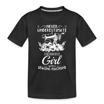 A girl with a sewing machine - Seamstress Sewing G - Kinder Premium Bio T-Shirt - Schwarz - Vorne