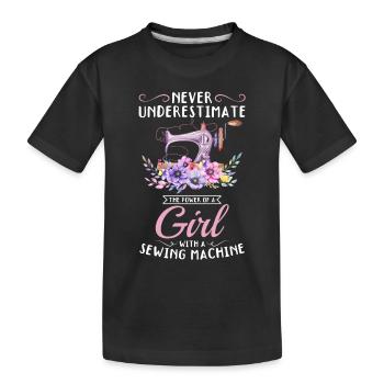 Fille à la machine à coudre - Sewing Girls Seamstre - T-shirt bio Premium Enfant - noir - Devant