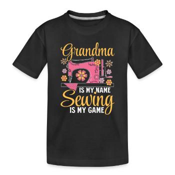 Grand-mère est mon nom La couture est mon jeu - Sewing Gran - T-shirt bio Premium Enfant - noir - Devant