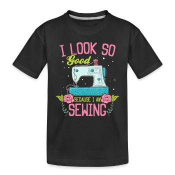 J’ai l’air si belle parce que je couds - Couturière Se - T-shirt bio Premium Enfant - noir - Devant