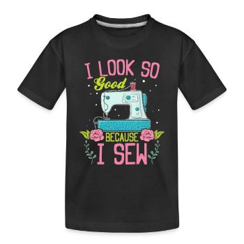 J’ai l’air si bien parce que je couds - Couturière Couture L - T-shirt bio Premium Enfant - noir - Devant