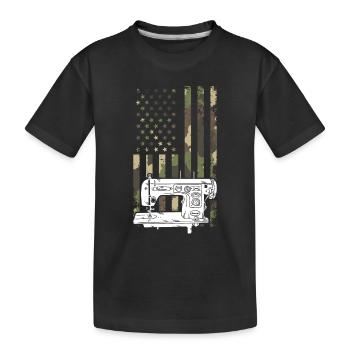 Machine à coudre de camouflage de drapeau américain - T-shirt bio Premium Enfant - noir - Devant