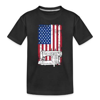 Sewing Machine US Flag Sewing US flag - Kinder Premium Bio T-Shirt - Schwarz - Vorne
