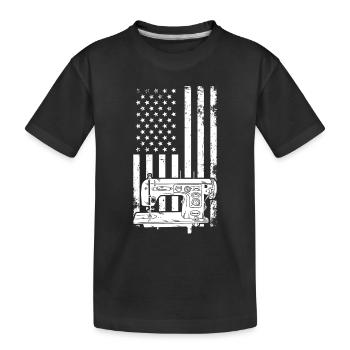 Sewing US flag Sewing Machine US Flag Sewing - Kinder Premium Bio T-Shirt - Schwarz - Vorne