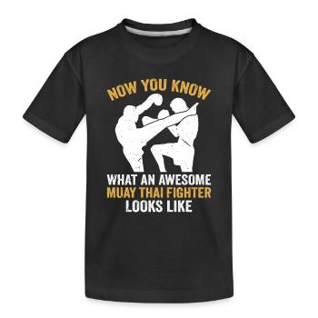 Awesome Muay Thai Fighter - Muay Thai Boxing - Kids' Premium Organic T-Shirt - black - Front