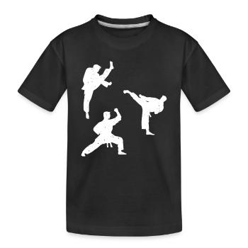 Karate fighter silhouettes Karate Fighter - Kinder Premium Bio T-Shirt - Schwarz - Vorne