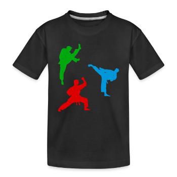 Karate silhouettes Karate fighter - Kinder Premium Bio T-Shirt - Schwarz - Vorne