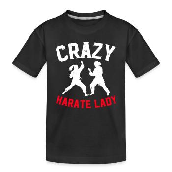Crazy Karate Lady Karate Fighter - Kids' Premium Organic T-Shirt - black - Front