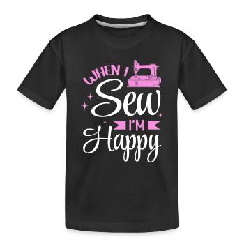 Quand je couds, je suis heureuse - Couturière Amateur de couture - T-shirt bio Premium Enfant - noir - Devant