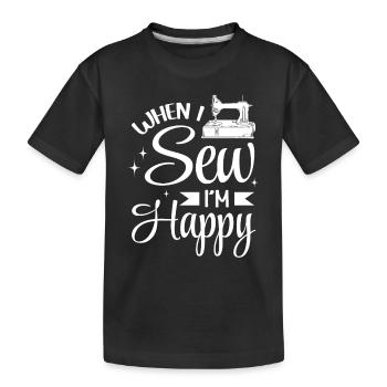 Quand je couds, je suis heureuse - Idées de couture de couturière - T-shirt bio Premium Enfant - noir - Devant