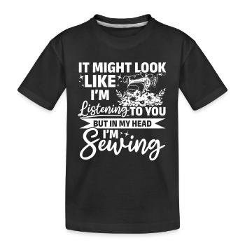 Sewing Girls Sewing Lover - mais dans ma tête je couds - T-shirt bio Premium Enfant - noir - Devant