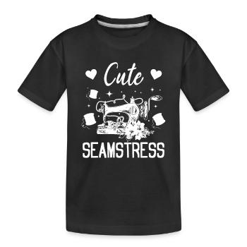Sewing Girl Sewing Lover - Couturière mignonne - T-shirt bio Premium Enfant - noir - Devant