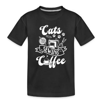 Couturière Propriétaire de Chat - Chats cousant du café - T-shirt bio Premium Enfant - noir - Devant