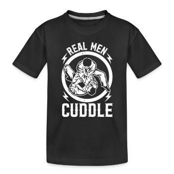 Real Men Cuddle - Drôle de Jiu Jitsu Brésilien - T-shirt bio Premium Enfant - noir - Devant