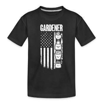 Gardener US Flag Landscaper Hobby Gardener - Kinder Premium Bio T-Shirt - Schwarz - Vorne