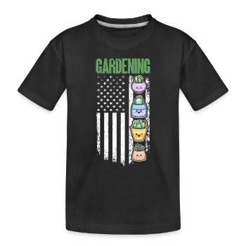 Jardinage Drapeau des États-Unis - Jardinier amateur - T-shirt bio Premium Enfant - noir - Devant