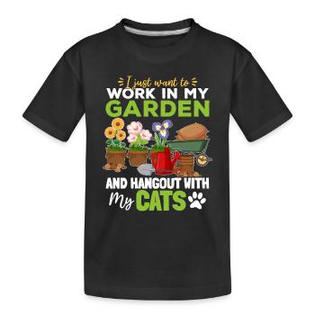 Je veux juste travailler dans mon jardin et passer du temps avec - T-shirt bio Premium Enfant - noir - Devant