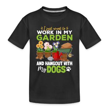 Je veux juste travailler dans mon jardin et passer du temps avec - T-shirt bio Premium Enfant - noir - Devant