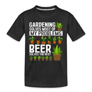 Gardening solves most of my problems - Funny Lands - Kids' Premium Organic T-Shirt - black - Front