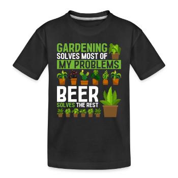 Gardening solves most of my problems - Funny Garde - Kids' Premium Organic T-Shirt - black - Front