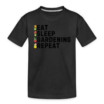 Eat Sleep Gardening Repeat - Landscaping - Kids' Premium Organic T-Shirt - black - Front