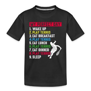 My Perfect Day Tennis Player - Tennis Day Plan - Kinder Premium Bio T-Shirt - Schwarz - Vorne