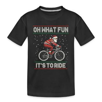 FUNNY SANTA CLAUS BICYCLE CHRISTMAS GIFT - Kids' Premium Organic T-Shirt - black - Front