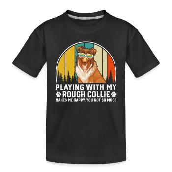 Jouer avec mon Rough Collie me rend heureuse - Roug - T-shirt bio Premium Enfant - noir - Devant