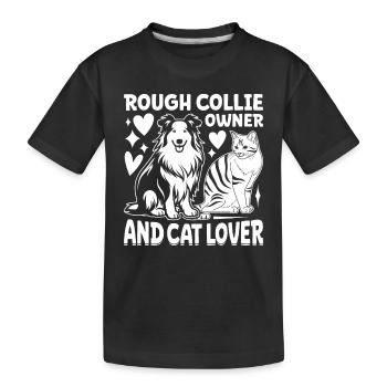 Rough Collie owner and cat lover - Rough Collie Lo - Kids' Premium Organic T-Shirt - black - Front