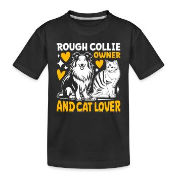 Rough Collie owner and cat lover - Rough Collie Ca - Kids' Premium Organic T-Shirt - black - Front