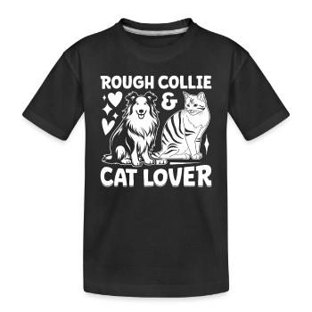 Rough Collie & cat lover - Rough Collie Lover - Kids' Premium Organic T-Shirt - black - Front
