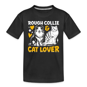 Rough Collie & cat lover - Rough Collie Cat Owner - Kids' Premium Organic T-Shirt - black - Front