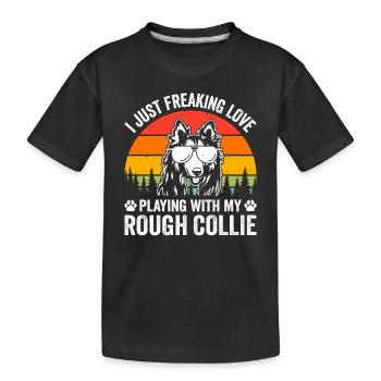 J’adore jouer avec mon Rough Collie - T-shirt bio Premium Enfant - noir - Devant