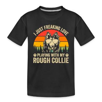 J’adore jouer avec mon Rough Collie - T-shirt bio Premium Enfant - noir - Devant