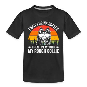 D’abord je bois du café puis je joue avec mon col rugueux - T-shirt bio Premium Enfant - noir - Devant