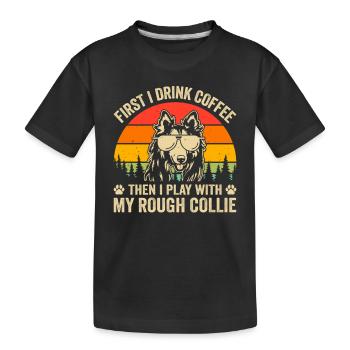 D’abord je bois du café puis je joue avec mon col rugueux - T-shirt bio Premium Enfant - noir - Devant