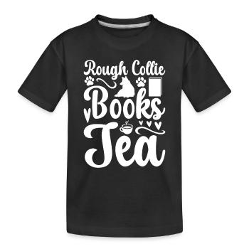 Rough Collie Books Tea - Rough Collie Puppy - Kids' Premium Organic T-Shirt - black - Front