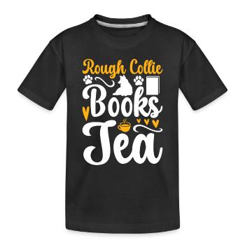 Rough Collie Books Tea - Rough Collie - Kids' Premium Organic T-Shirt - black - Front