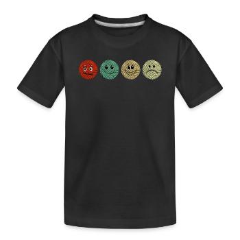 Crochet Yarn balls with funny crazy faces Crochet - Kinder Premium Bio T-Shirt - Schwarz - Vorne