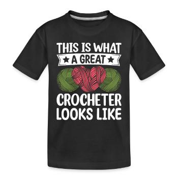 Voici à quoi ressemble un grand crocheteur - Croche - T-shirt bio Premium Enfant - noir - Devant