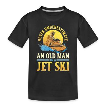 Never underestimate an old man on a jet ski - Jets - Kids' Premium Organic T-Shirt - black - Front